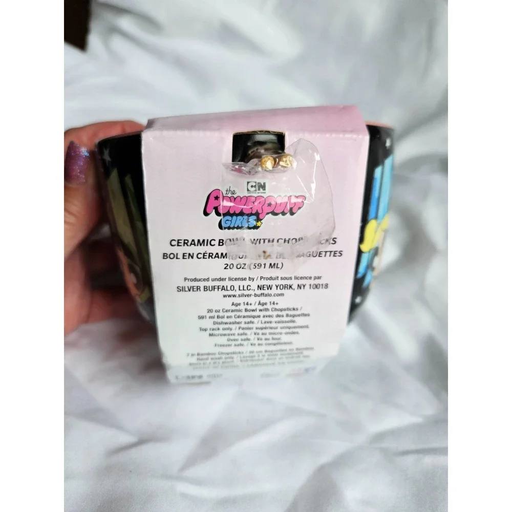 Power Puff Girls 20oz Ceramic Ramen Noodle Bowl with Matching Chopsticks